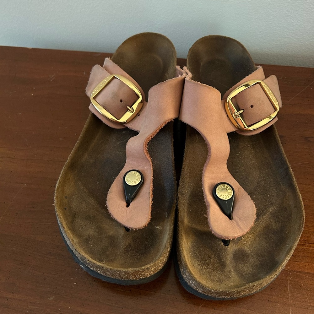 Gizeh Birkenstock Mauve with Gold Buckles 40